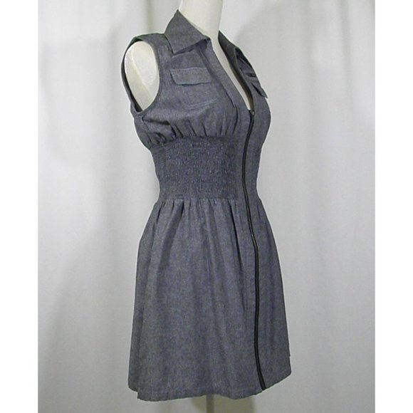 Snap Sleeveless front Zip Mini Dress - Picture 3 of 9